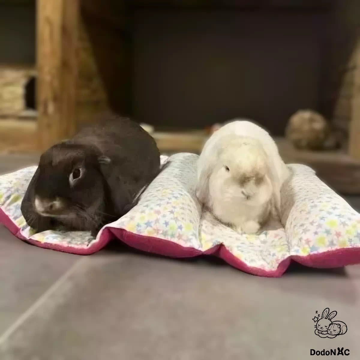 lit snugabun pour 2 lapins dodoNAC douillet et confortable pour bien être animal fait main et personnalisable