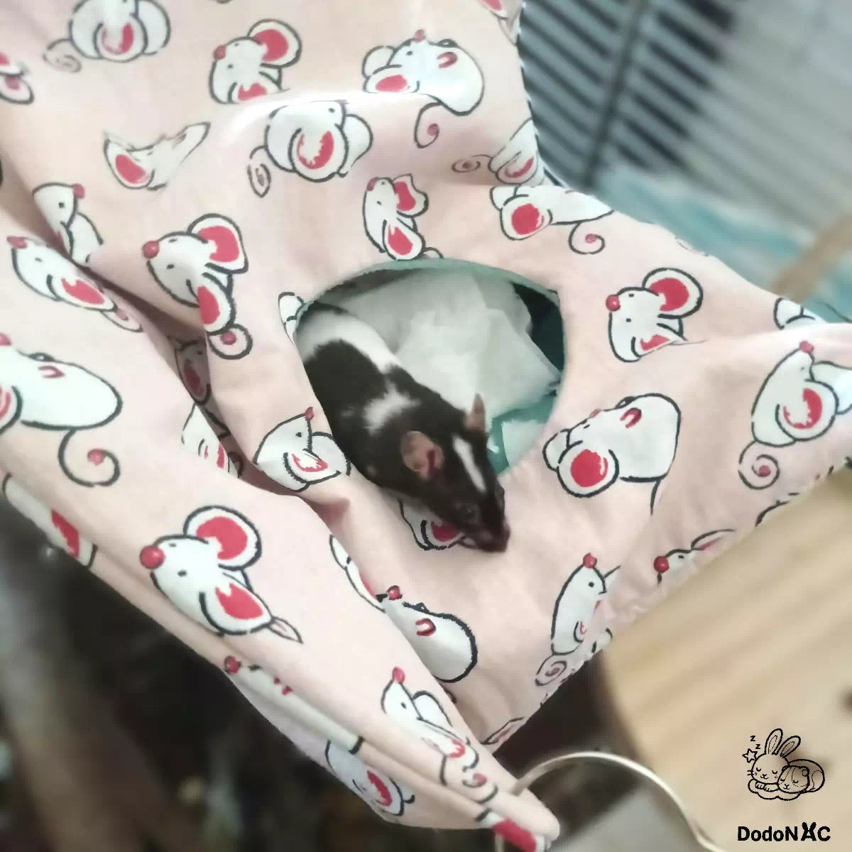 Hamac cachette DodoNAC taille M (30 cm), suspendu dans une cage, lit douillet fait main pour rat et rongeur