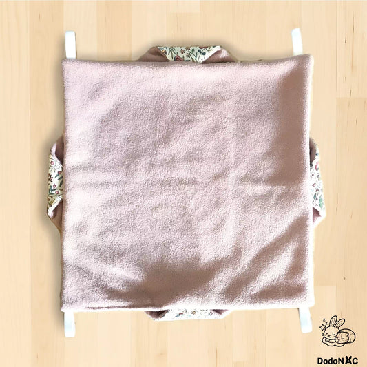 hamac double dodoNAC taille M (30x30cm) à suspendre pour rongeurs, rats, furet, chinchilla lit confortable fait main et personnalisable vue à plat coté polaire