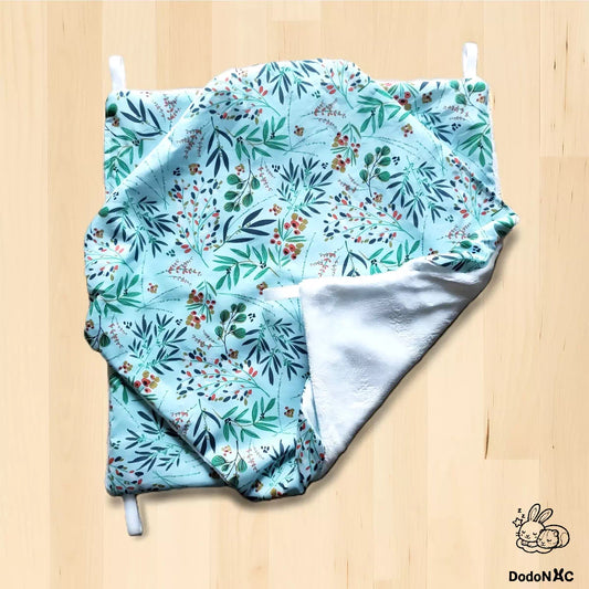 lit hamac double taille L (40x40cm) dodoNACà suspendre pour rongeurs, rat, furet et chinchilla fait main et à personnaliser vue à plat face tissu