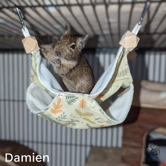 hamac double taille S confortable dodoNAC suspendu dans une cage avec une gerbille dedans
