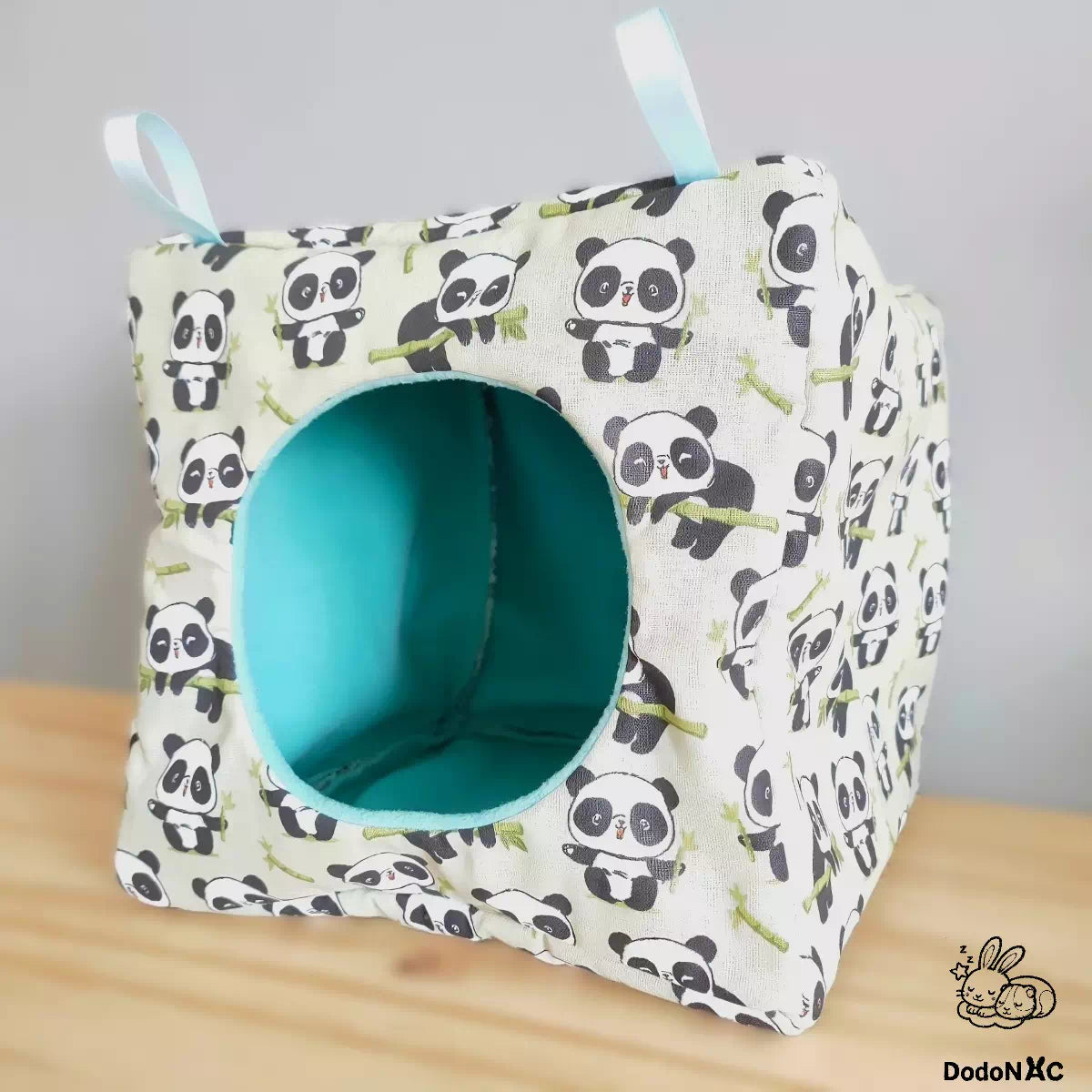 hamac maison cube dodoNAC (20x20cm) tissu mignon panda à suspendre pour grand NAC, un lit confortable fait main pour des rats, furet, gerbille et chinchilla à personnaliser