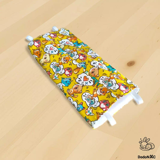 hamac tunnel dodoNAC taille M ( diamétre 10cm x longueur 30 cm ) vue à plat pour cage de rongeurs, rats, gerbille, dégue du chili fait main et personalisable