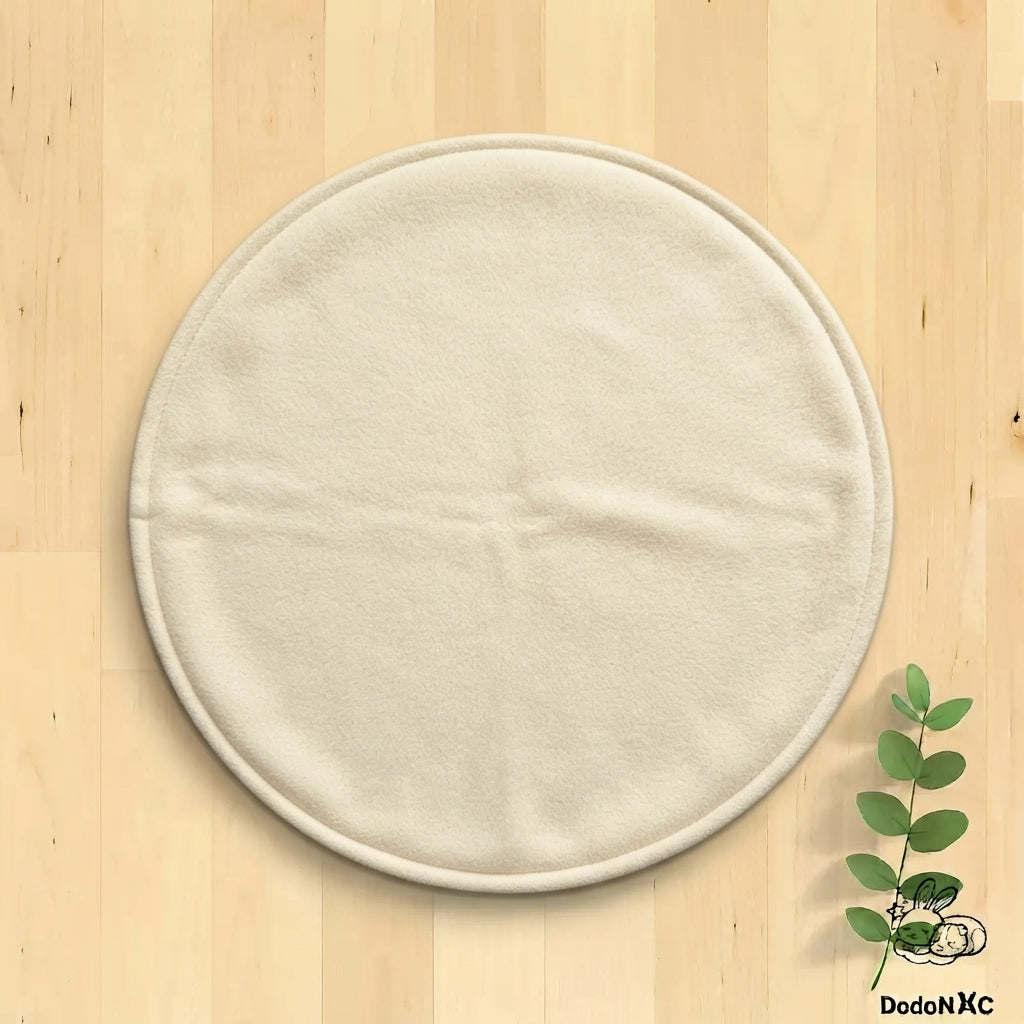 Face réversible unie en polaire écru pour tapis de litière rond - Polaire ultra-douce et absorbante pour petit animal (furet, rat) - DodoNAC