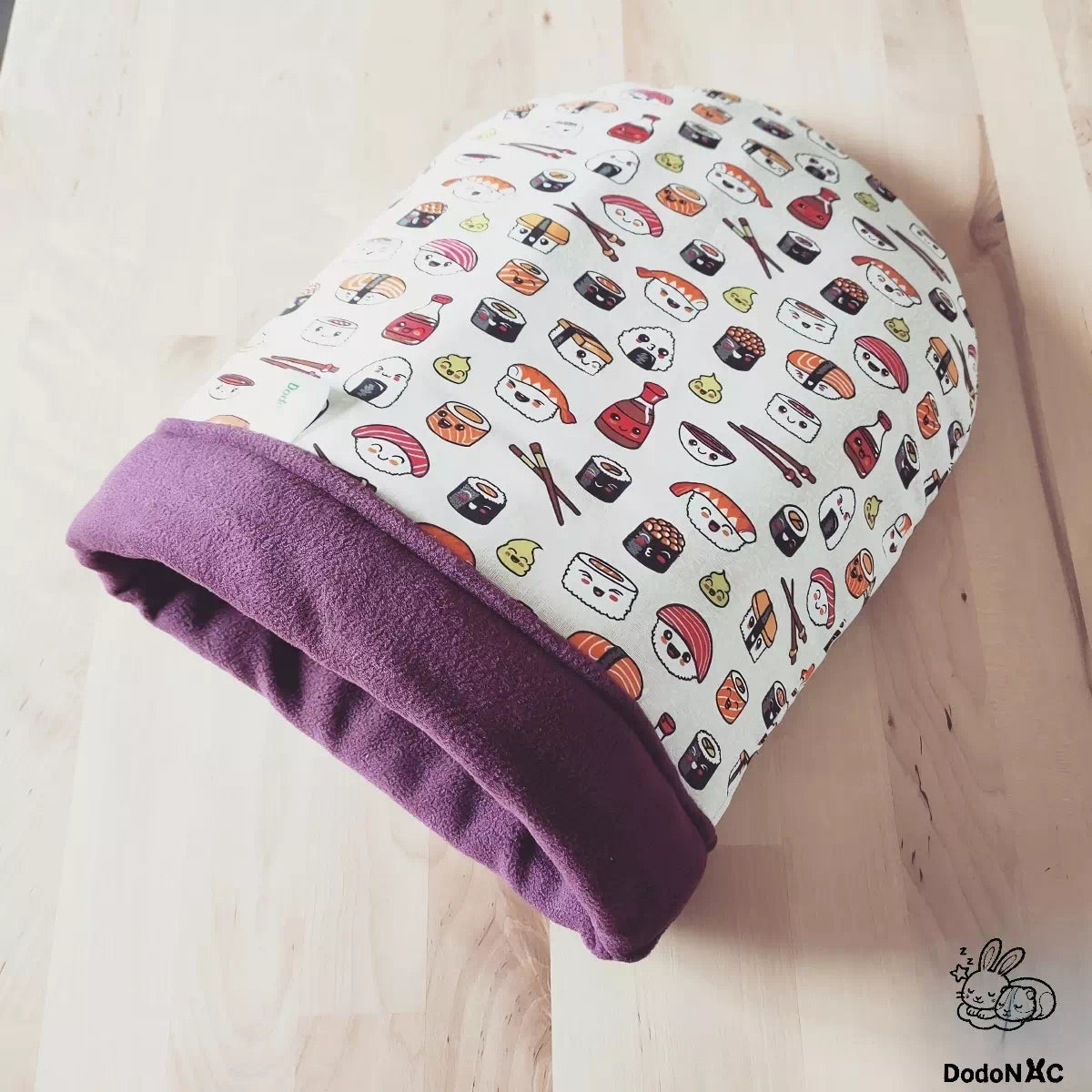 sac couchage molletonné avec intérieur en polaire et tissu kawaï dodoNAC cachette et lit confortable pour petits rongeurs, rat, souris, cochon d'inde fait main et personnalisable
