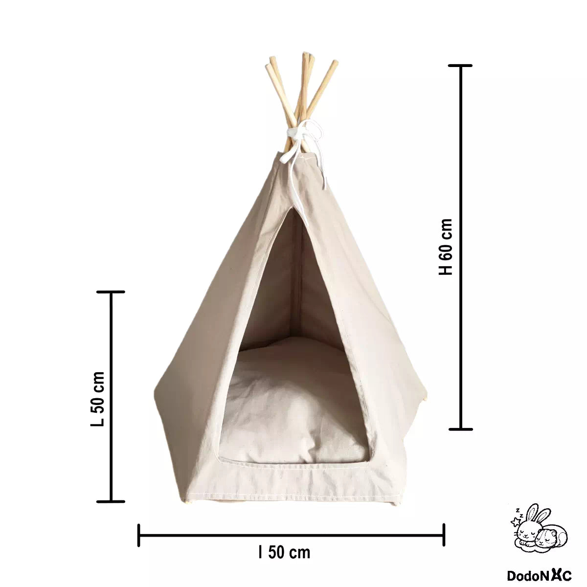 dimensions 50 x 50 x 60cm cabane tipi pour lapin ou chat avec son coussin moelleux dodoNAC fait main et personnalisable