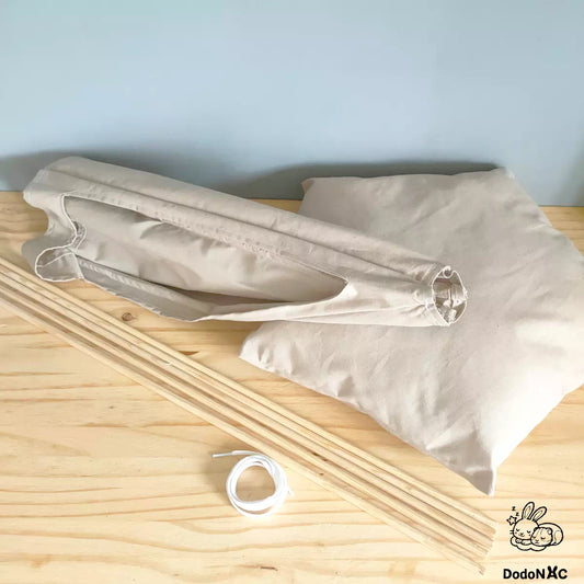 kit à monter cabane tipi pour lapin ou chat avec son coussin moelleux dodoNAC fait main et personnalisable
