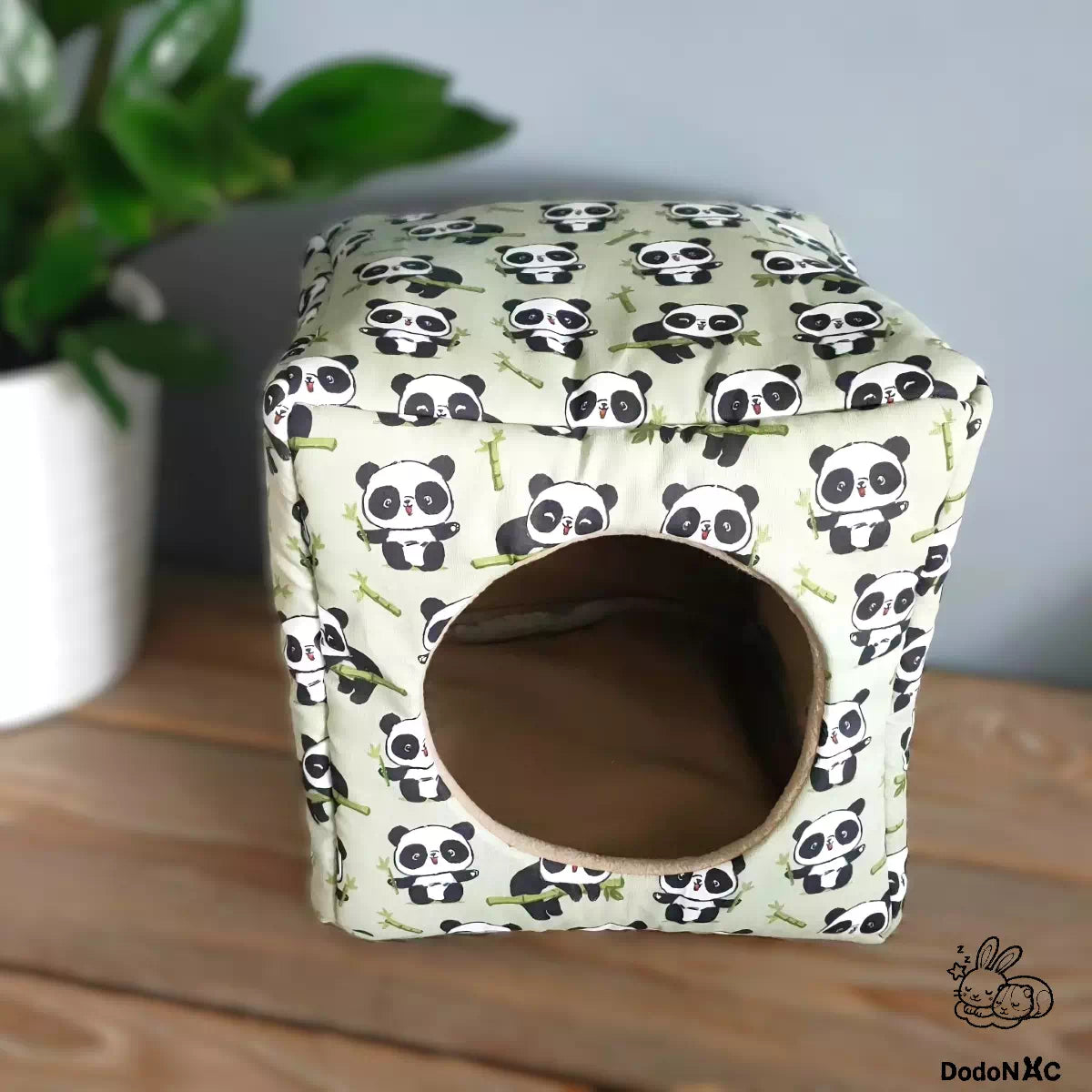 dodo cube tissu panda 20x20cm dodoNAC maison et lit cachette pour rat, furet, cochon d'inde et chinchilla fait main et personnalisable