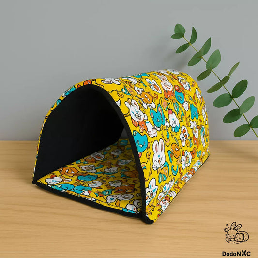 maison tunnel cachette dodoNAC avec pee pad absorbant amovible pour rongeur, cochon d'inde, chinchilla, furet fait main et personnalisable