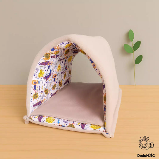 maison tunnel cachette dodoNAC avec pee pad absorbant amovible pour rongeur, cochon d'inde, chinchilla, furet  et lapin nain fait main et personnalisable