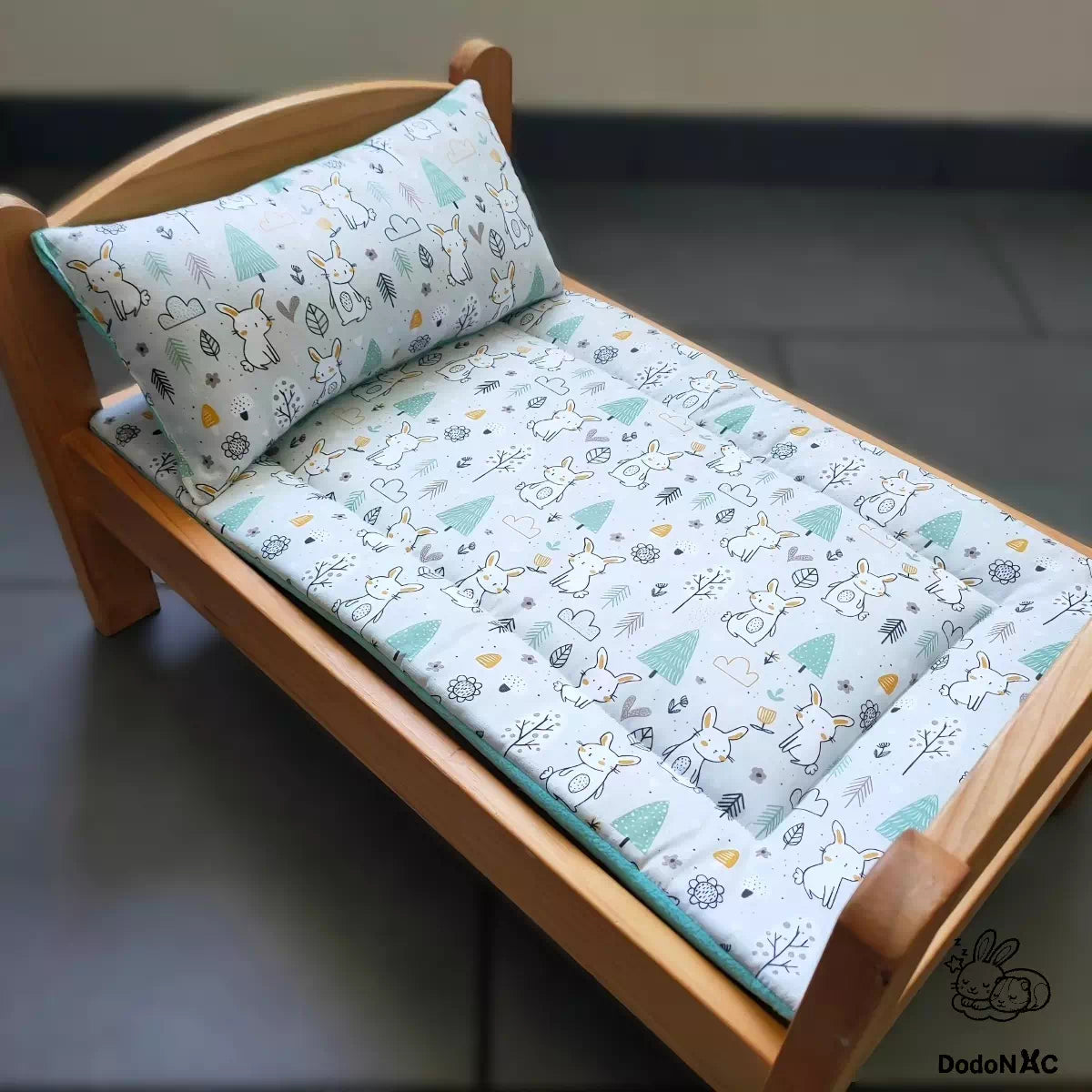 ensemble pour petit lit ikea pour lapin avec coussin et matelas en tissu, polaire et molleton fait main dodonac