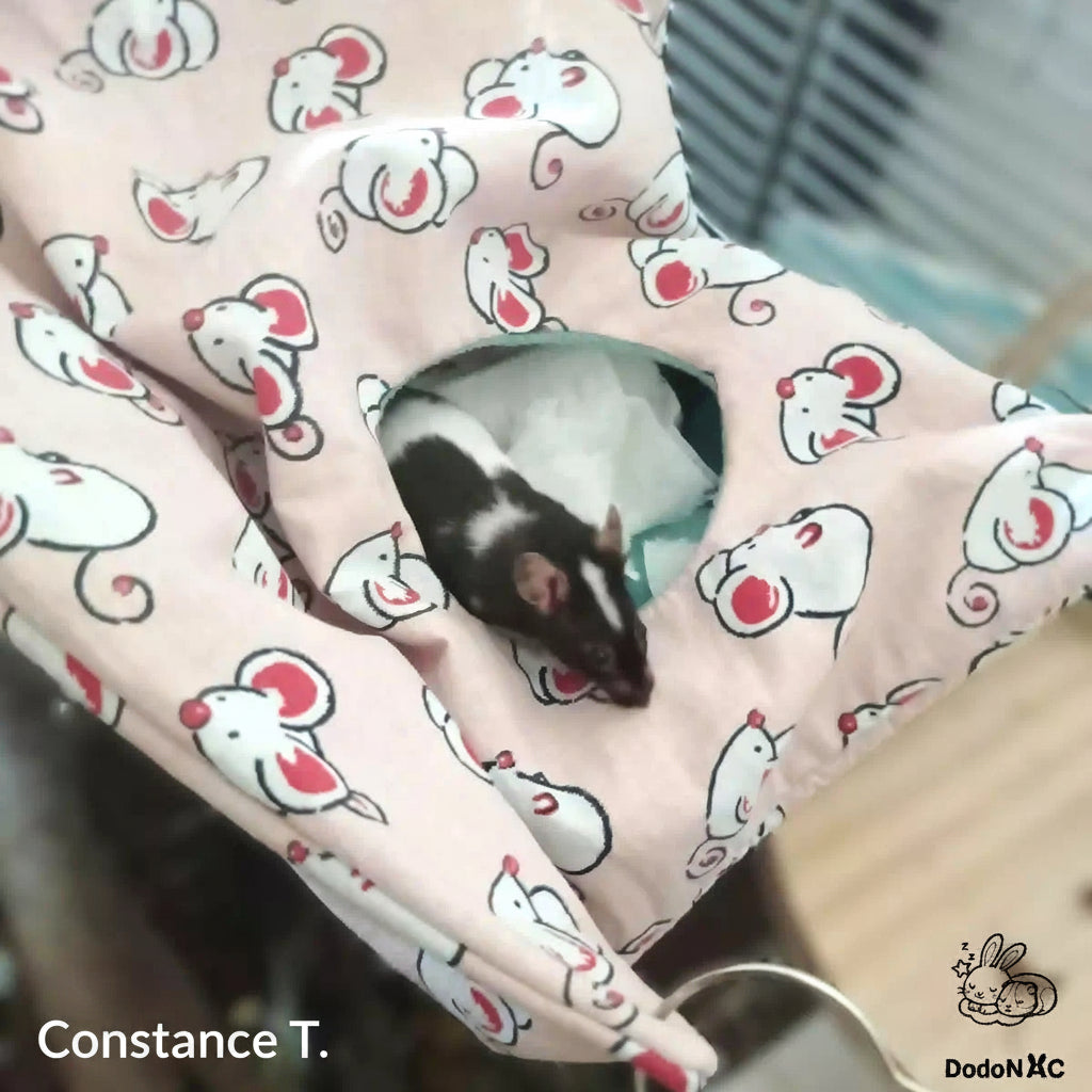 Hamac cachette DodoNAC taille M (30 cm), suspendu dans une cage, lit douillet fait main pour rat et rongeur