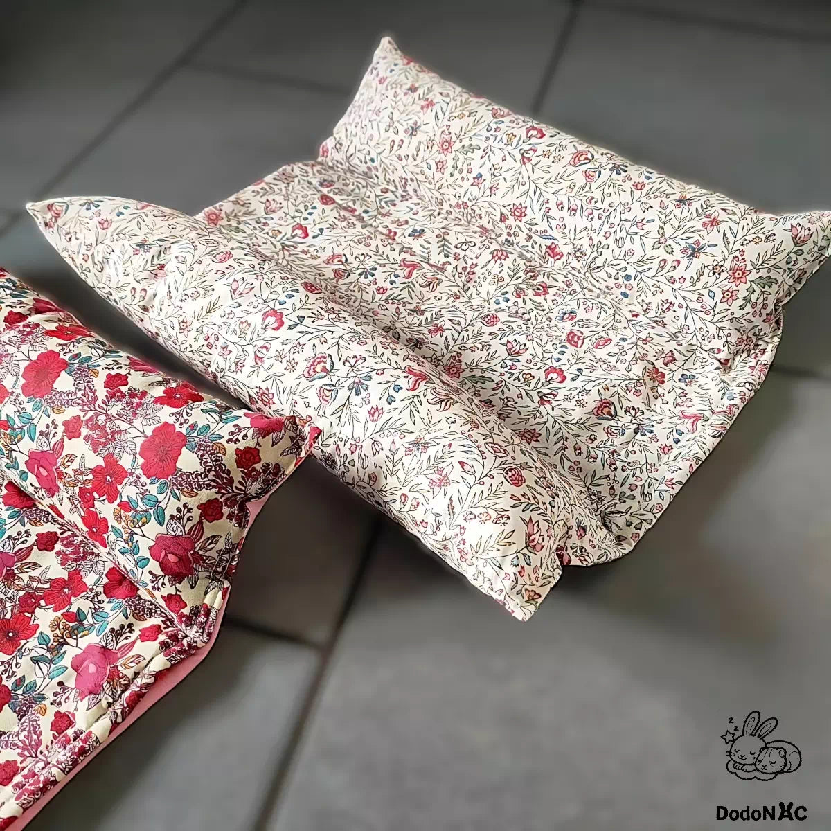 snugabun dodonac ou snuggle bed  d'été rafraîchissant avec tissu fleurs et absorbant pour lapin, anti coup de chaleur le meilleur lit flop fait main et personnalisable 