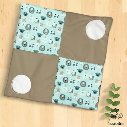 tapis de jeu cachette dodoNAC pour rongeurs, rat, furet fait main et personnalisable avec 2 tissus présenté avec un tissu motif oursons et un tissu beige