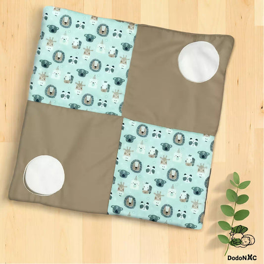 tapis de jeu cachette dodoNAC pour rongeurs, rat, furet fait main et personnalisable avec 2 tissus présenté avec un tissu motif oursons et un tissu beige